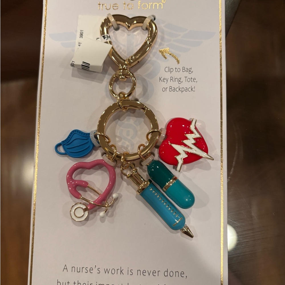 Gold Heart Keychain with Charms